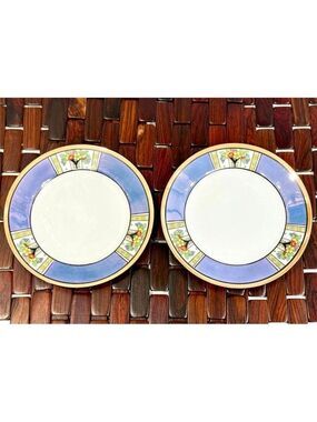 Set of 2 Vintage Noritake Art Deco Hand Painted Salad Plates Morimura Japan 1920